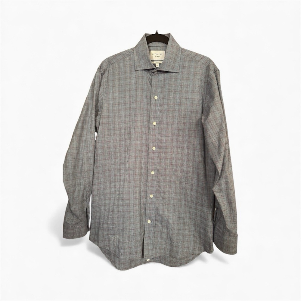 Ledbury‎ Classic Fit Blue Plaid Dress Shirt Mens 15.5 M Professional